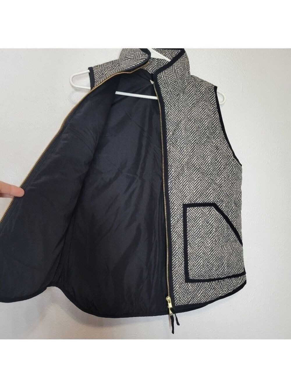 J. Crew Herringbone Zip Up Quilted Classic Vest Women's Size XSmall - Picture 5 of 16